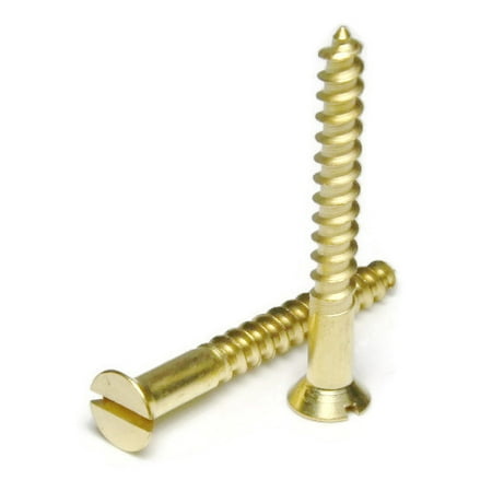 #6 X 1 Wood Screws Flat Slot Brass 1000 pcs